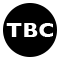 A black circle with the white capital letters TBC centred inside.